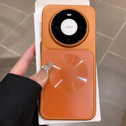 Shockproof Magnetic Case with Electroplating Frame and Matte Finish - Hard PC Anti - Drop Cover for Huawei Mate 80 Pro Max (Orange)
