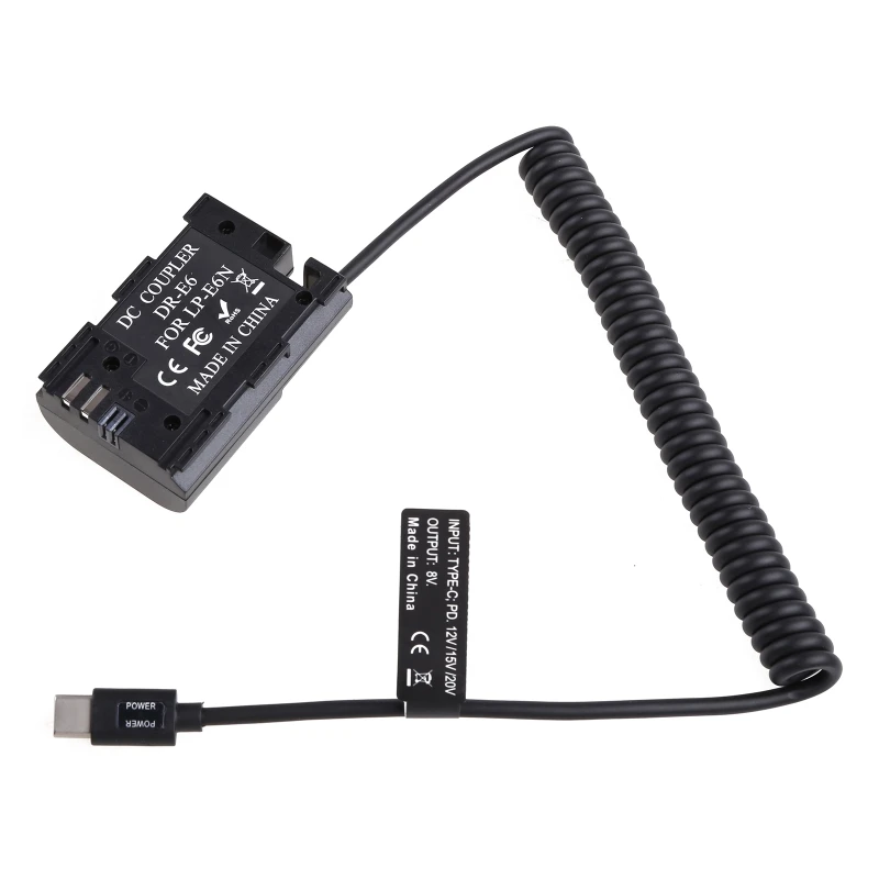 

Camera Adapter Spring Cable Type C to LP-E6 Power the Camera Durable