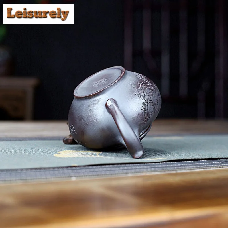 290ml Boutique Yixing Purple Clay Teapots Handmade Laughing Sakura Pot Raw Ore Antique Red Mud Tea Brewing Kettle Zisha Tea Set