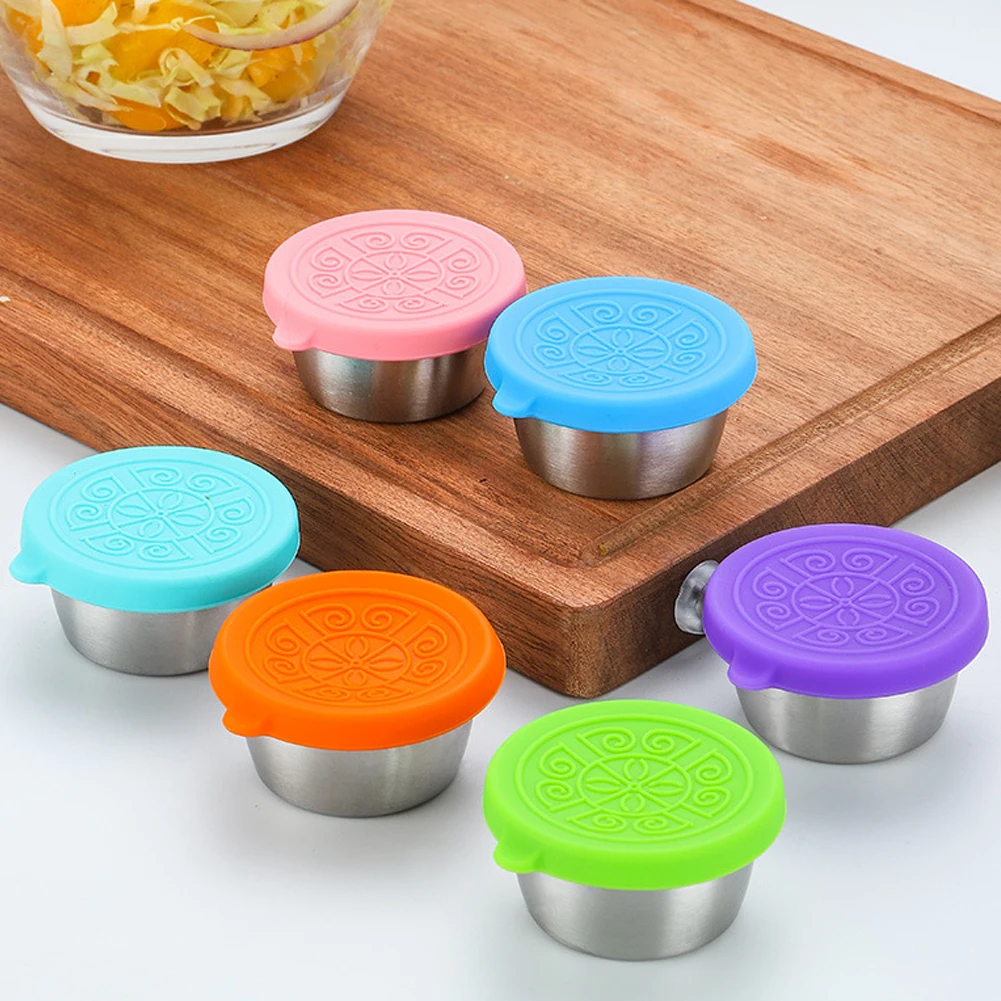 304 Stainless Steel Salad Container Small Kids Lunch Containers Box Camping Outdoor Sauce Dispenser Condiment Lids Leakproof