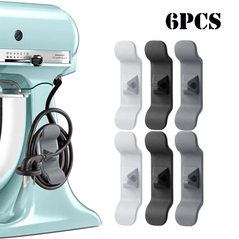 

3/6PCS Cord Wrapper Organizer Clips Holder Wire Hider Cable Winder Management Wrap For Kitchen Appliance Stand Blender Mixers