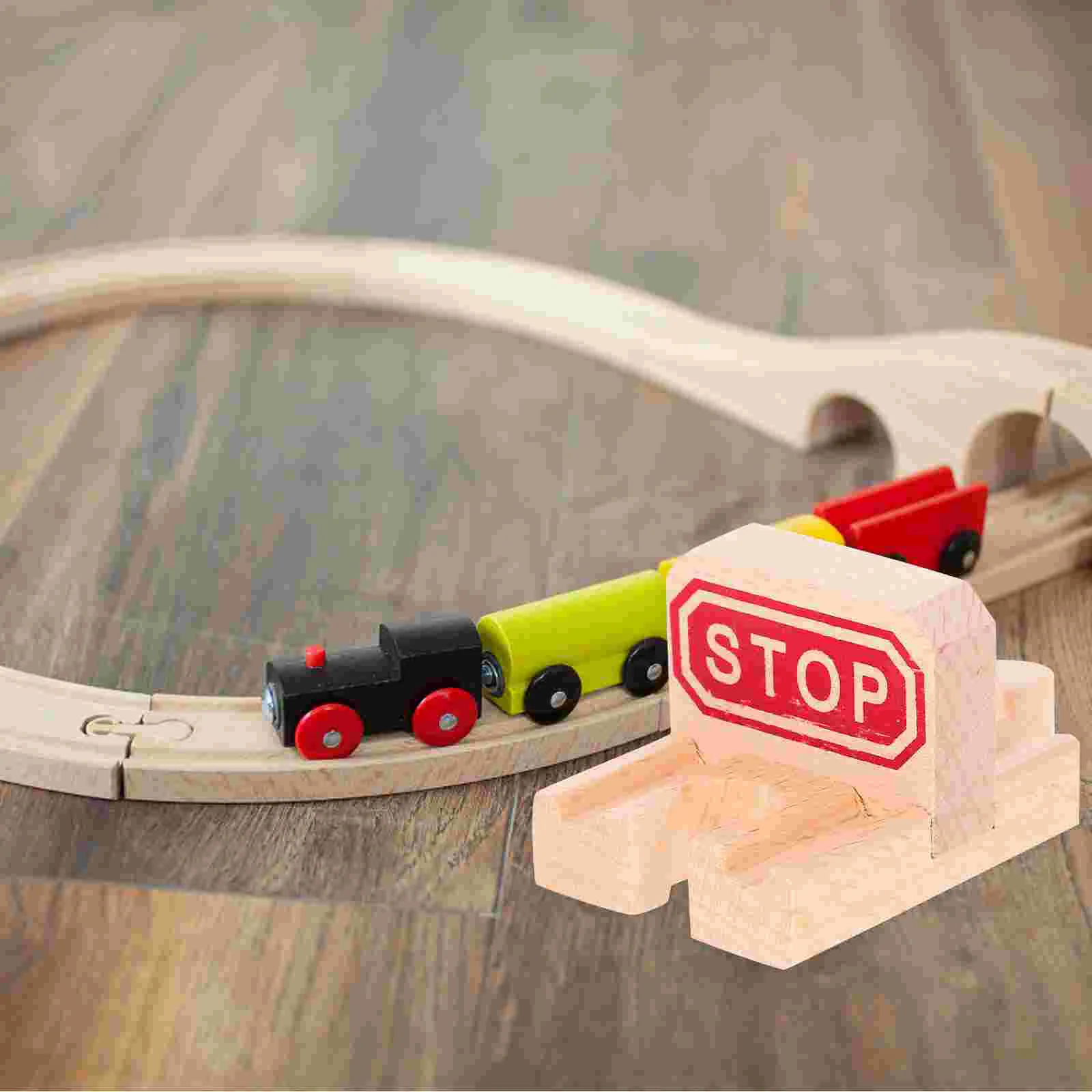 2Pcs Wooden Train Track Toy Railway Expansion Stop Track Train Toy Accessory slot car carrera go 1 43 straight track expansion accessory
