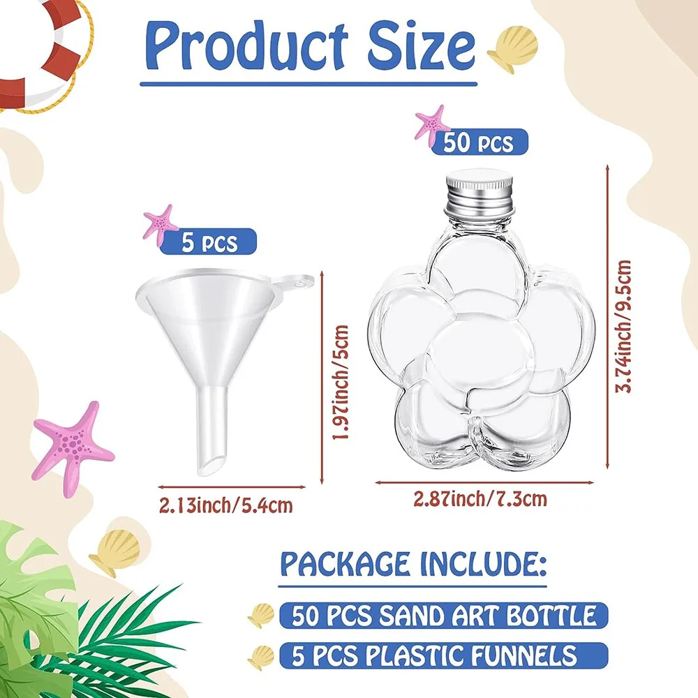 Description Picture 3 of itemSand Art Bottles Plastic Cute Shaped Bottles with 5 Funnels Sand Art Containers Kits for Kids Craft Party DIY Art Activity Group