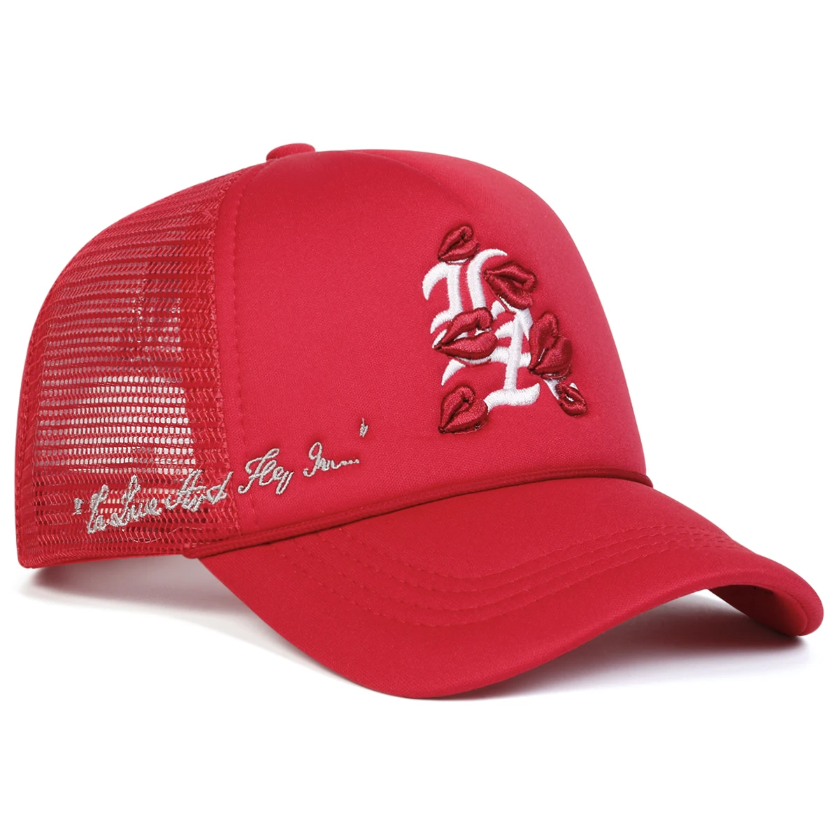 Unisex Lippen Brief Stickerei Baseball Net Caps Frühling und Sommer Outdoor Einstellbare Casual Hüte Sonnenschutz Hut – Detail 7