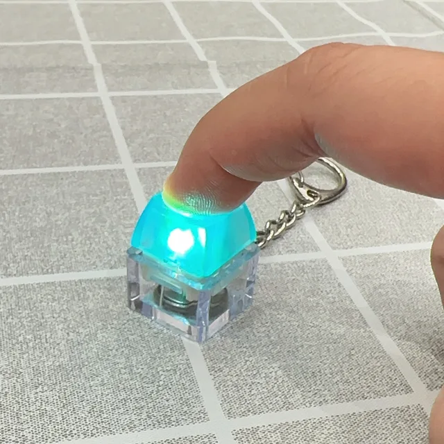 LED Keyboard Keychain Mechanical Button Fidget Key Switch Caps Finger Toys Relief Stress Small Gifts Car Key Ring For Adults