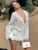 New White Chiffon Dress For Women Casual Ruffled Pleated Mini Dress See-through Loose Oversized Shirt Dress Cover-Up 2025