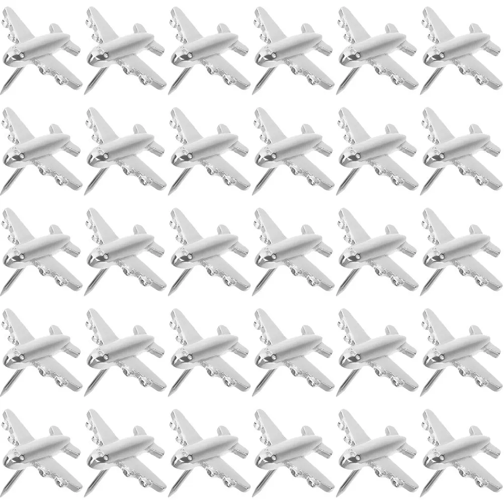 30Pcs 비행기 디자인 금속 푸시 핀 게시판용 장 압정 지도 사진 달력 노트 사무실 홈