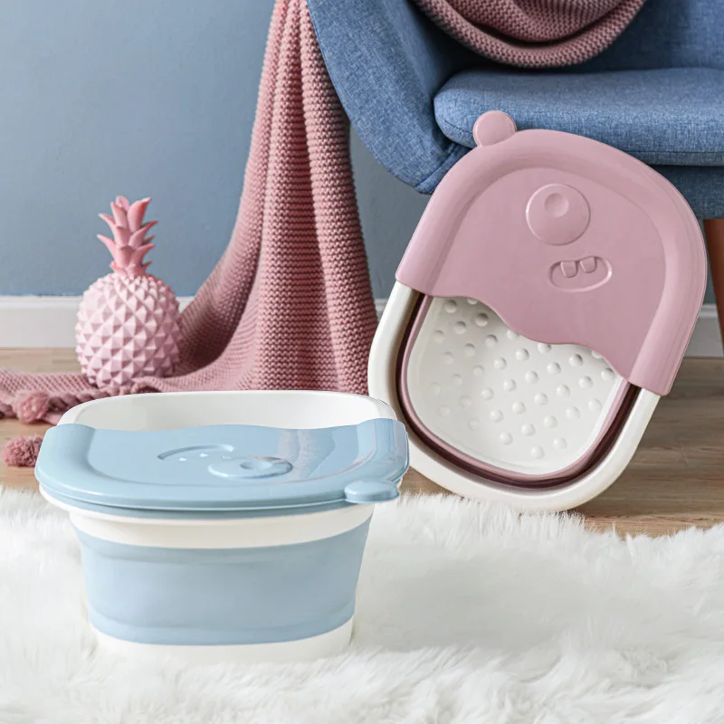 Collapsible Footbath Plain Foaming Massage Bucket Foldable Bucket Foot Bath Bathroom Foot Wash Basin Laundry Baskets