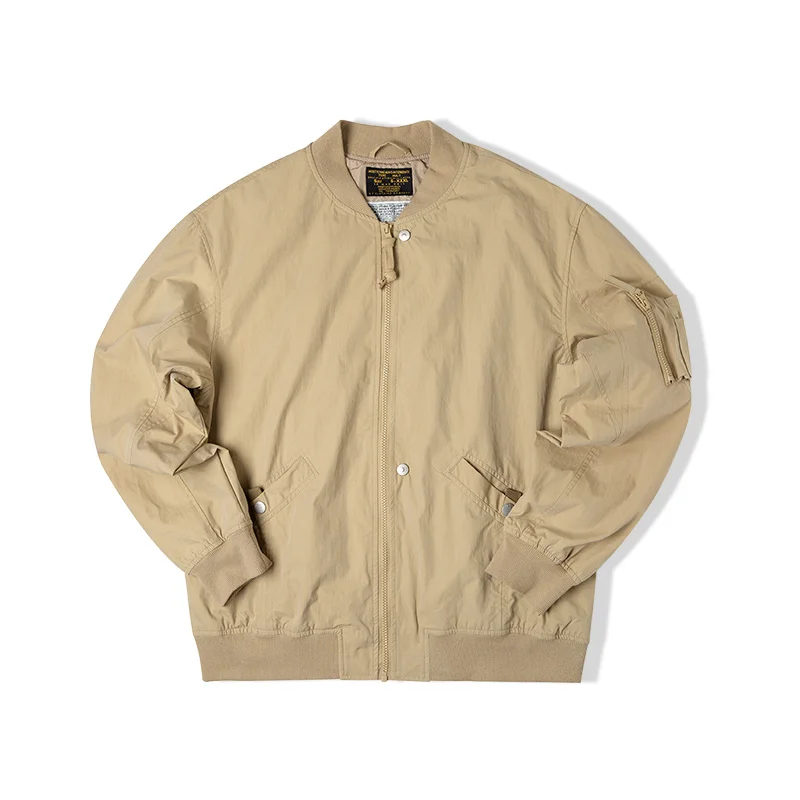 Maden Khaki MA-1 Flight Jacket for Men Classical Baseball Collar