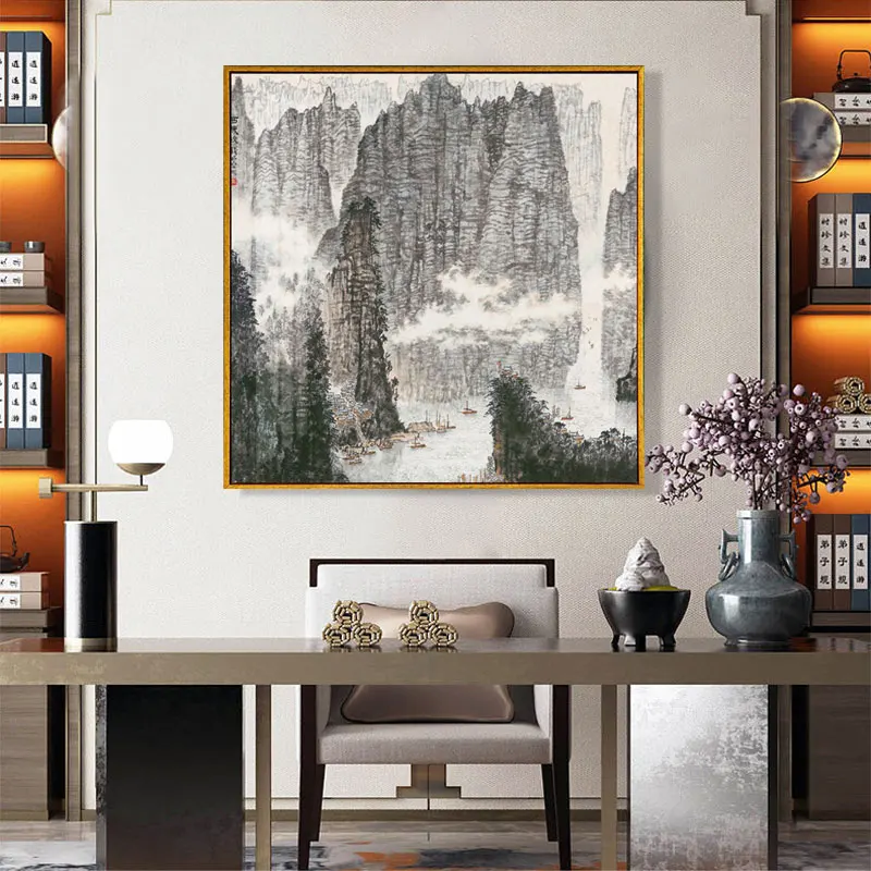 

Chinese Style Rising Sun Waterfall Canvas Painting Poster and Print Wall Art Picture Forliving Room Modern Home Decor Cuadros