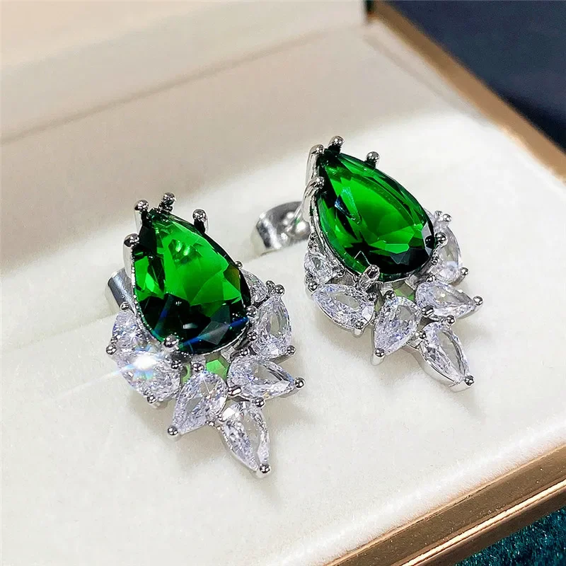 

Ne'w Romantic Colorful CZ Stud Earrings for Women Fashion Design New Party Wedding Delicate Ear Accessories Jewelry