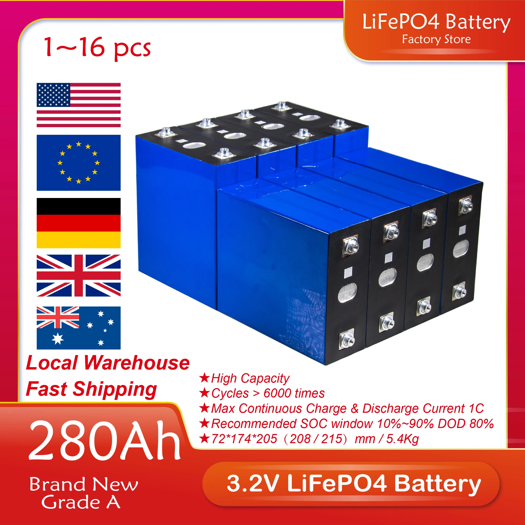 

Литий-железо-фосфатный аккумулятор 3,2 в а/ч для самостоятельной сборки, 12 В, 24 В, 48 В, для домашнего хранения солнечной энергии, для гольф-карт, лодок