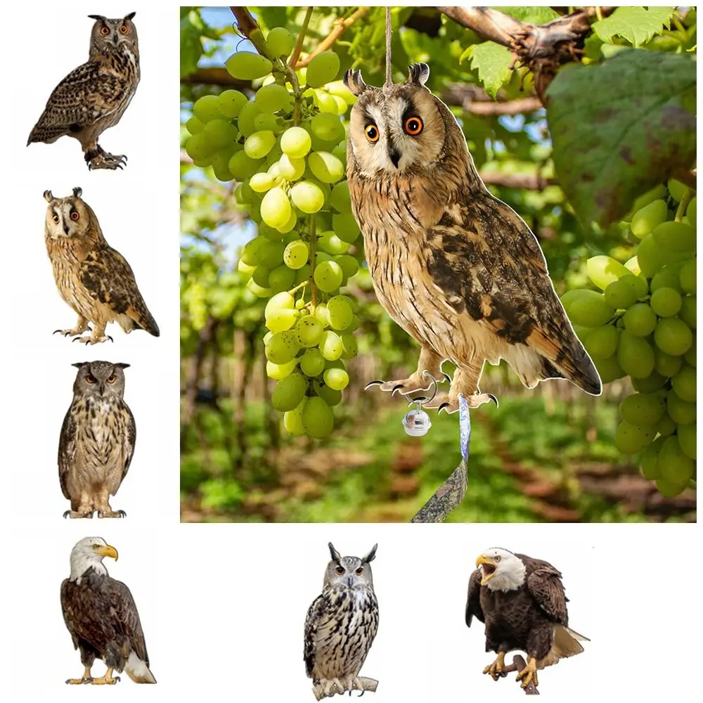 Waterproof Bird Repel Owl Scarecrow Hanging With Bells Bird Repeller Rectangle Fake Scare Device Patio DIY