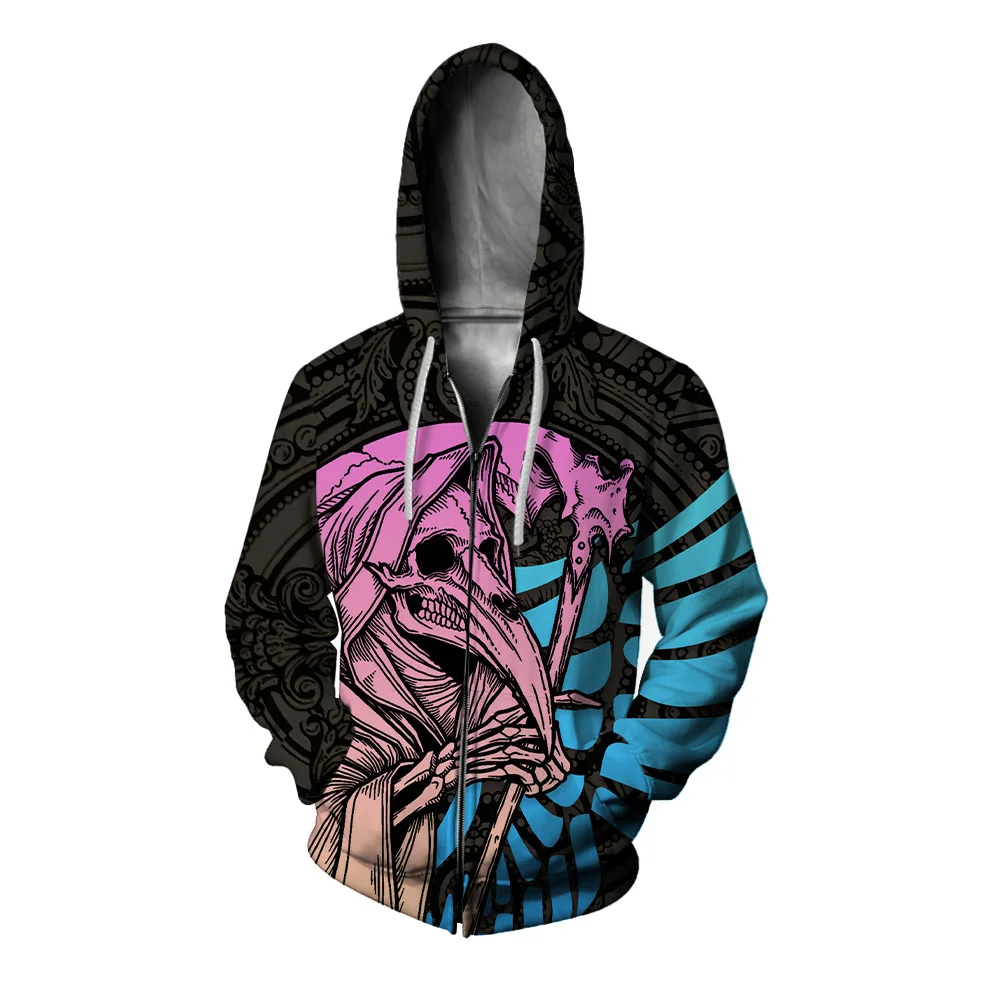 thumbnail image 1 of Sudadera con capucha para hombre de otoño, ropa gótica para hombre, sudaderas con capucha estilo hip hop con cremallera, sudadera con capucha con estampado de monstruo para hombre, ropa Y2k, 1 of 4