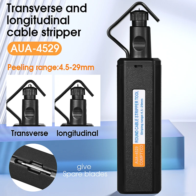 

AUA-4529 4.5-29mm Round Cable Stripper Tool, Cable Jacket Slitter, Longitudinal Transverse Dual Use