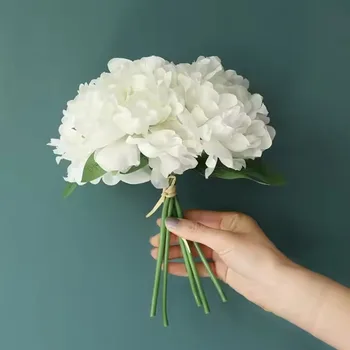 Belles fleurs de pivoine artificielles, Bouquet blanc de haute qualité pour décoration de Table de mariage, de maison, fausses fleurs, Arrangement de noël 1