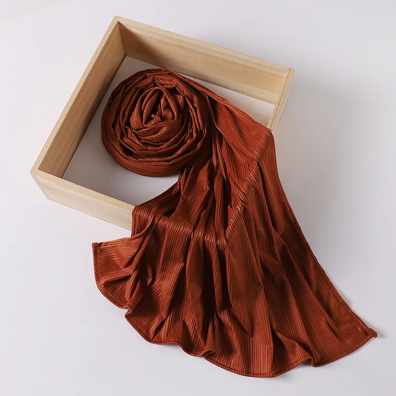 Ribbed Jersey Crepe Hijab Scarf - Soft Islamic Shawl and Headwrap