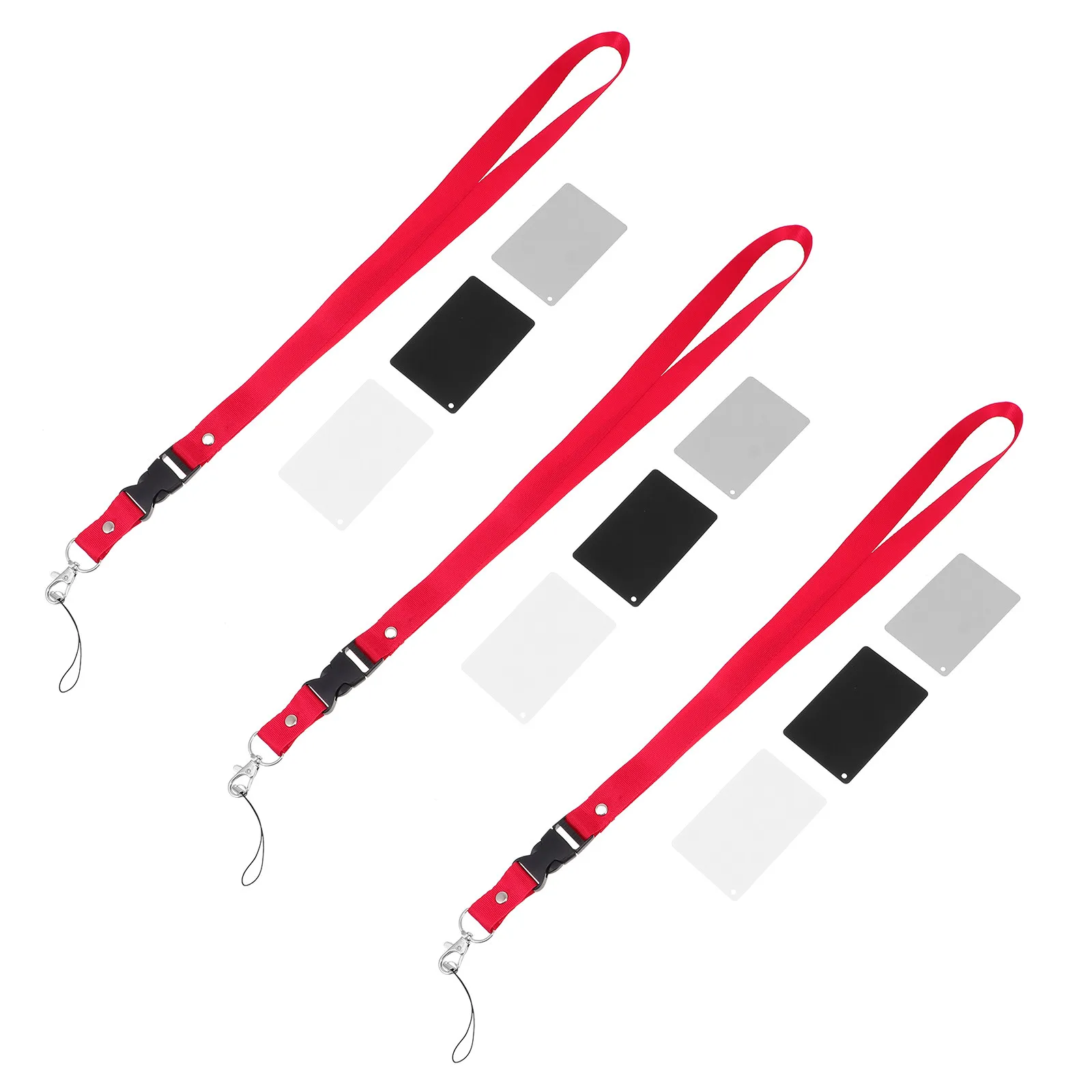 9개의 방수 내구성 있는 회색 흰색 검정색 화이트 밸런스 카드 세트(목 스트랩 포함) DSLR 카메라 비디오 필름 사진 촬영용