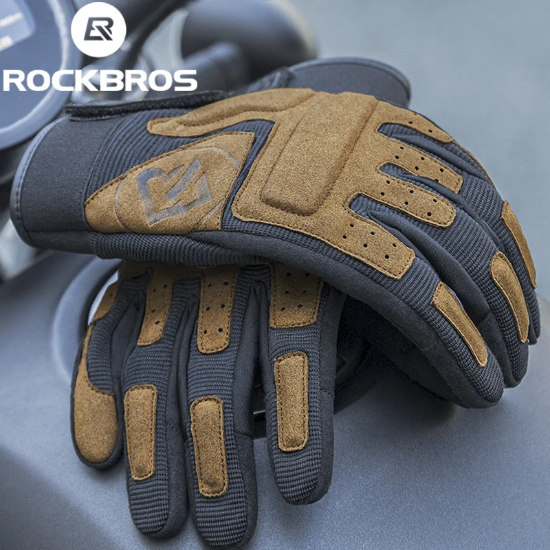 Sport Gloves ROCKBROS Spring Autumn Bicycle Gloves Full Finger Screen Touch Gloves Windproof Motorcycle Men Women MTB Cycling