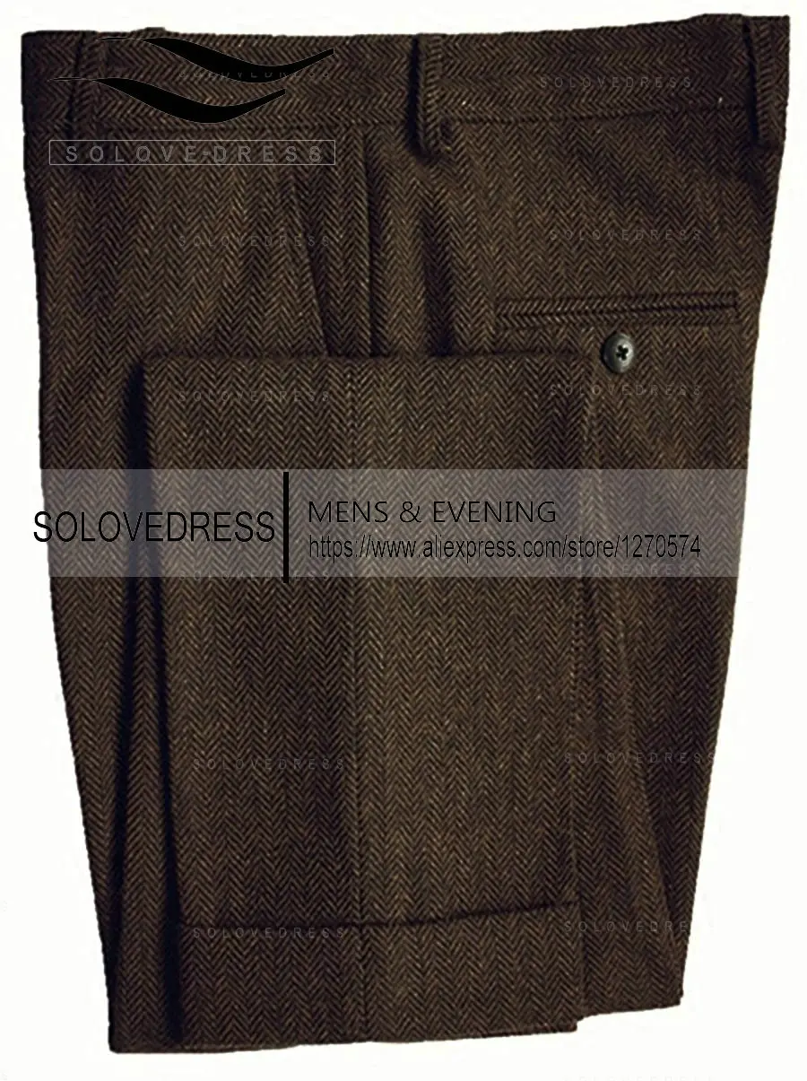 FJWool-Costume en tweed à chevrons pour hommes