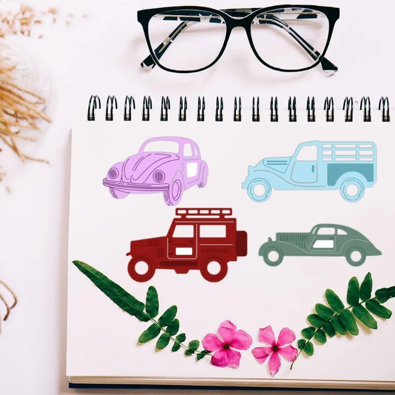 GLOBLELAND Fustelle Da Taglio Per Scrapbooking – Set 2/34 Pezzi A Tema Pesca (Auto, Camion, Attrezzi) – Acciaio
