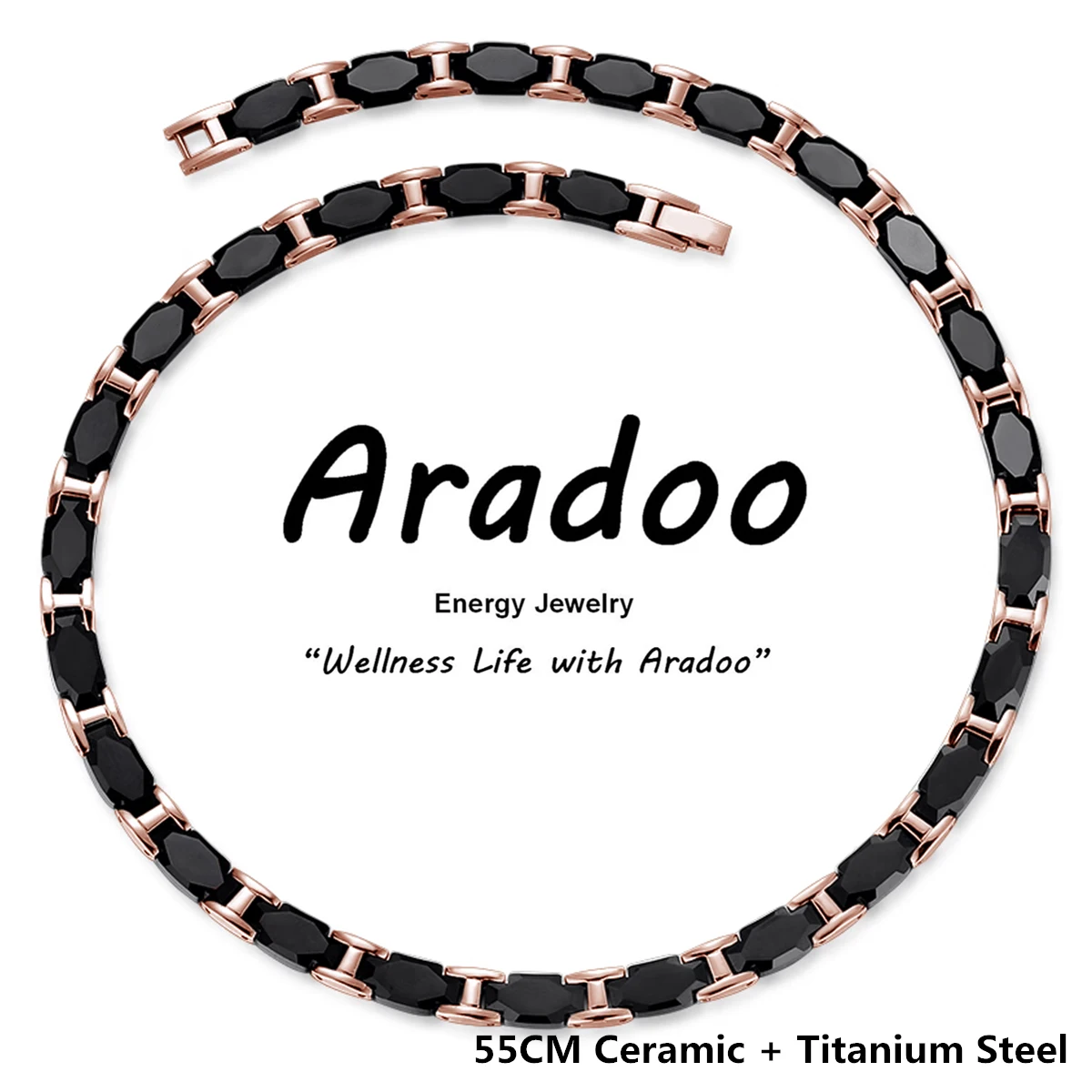 

Aradoo Titanium Steel Ceramic Necklace Collar Germanium Fat Burning Anti-radiation Health Necklace Jewelry