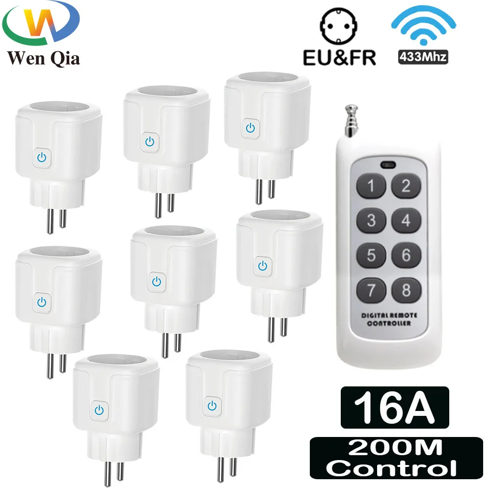 Wireless Remote Control Socket Switch 200Meters Remote Control Electrical Outlets 220V 16A EU Plug for Home Appliance Fan Light