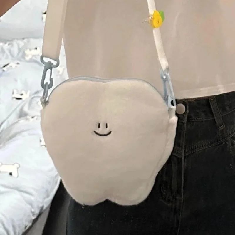 Cartoon Tooth Design Soft Fashion Casual Handbag Kawaii  Women Crossbody Shoulder Bag