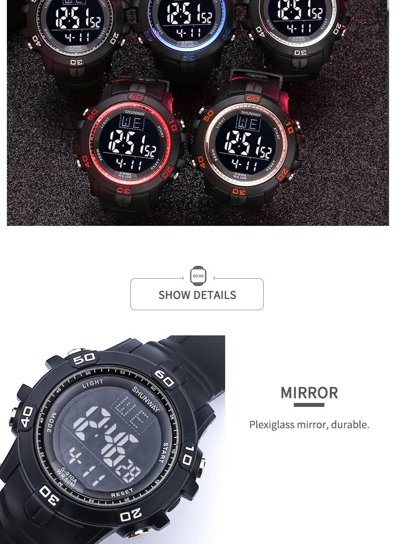 Digital Men Military Multifunction Watch 50m Waterproof Wristwatch LED Clock Sport Watch Male Big Watches Men 2022