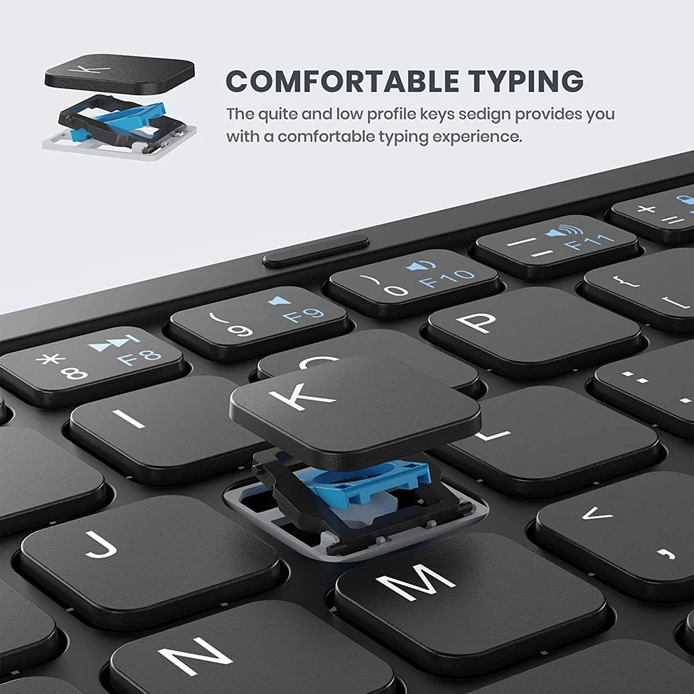 Teclado Dobrável Bluetooth com Touchpad Recarregável Grande Ultra Fino Tri-dobrável - Imagem 5