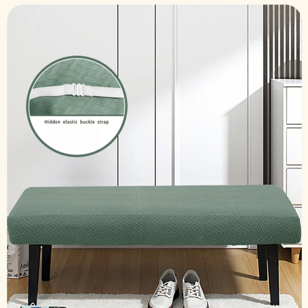 Elegant Stretch Jacquard Dining Bench Slipcover - Washable & Anti-Dust Protector