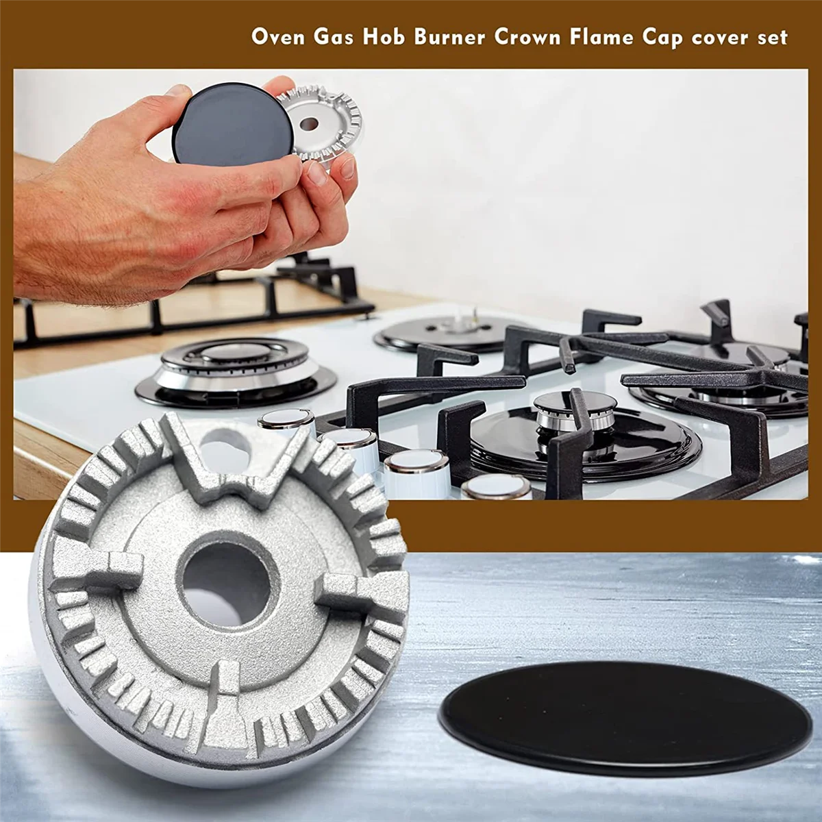 Cooker Hat Set Stove Lid Upgraded, Oven Gas Hob Burner Crown Flame Cap, Gas Burner Flame Cap Fits Most Gas Stove Burners 5