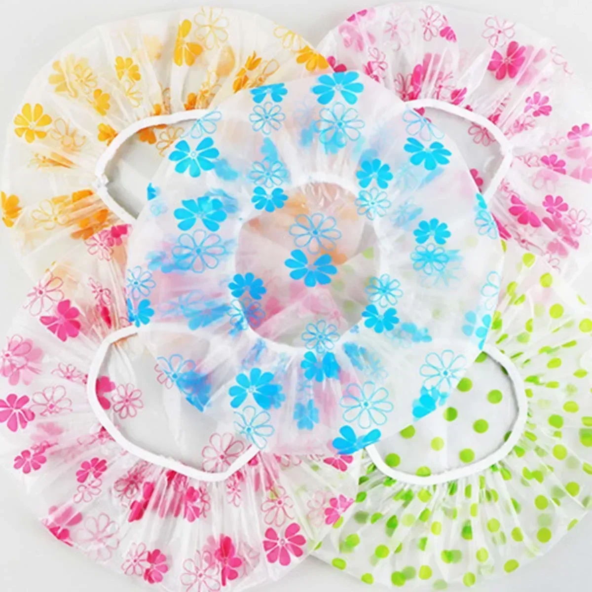 1/5/10pcs Shower Cap Waterproof Bathing Long Hair Dry Hair Cap Kitchen Fume Prevention Sanitary Hat