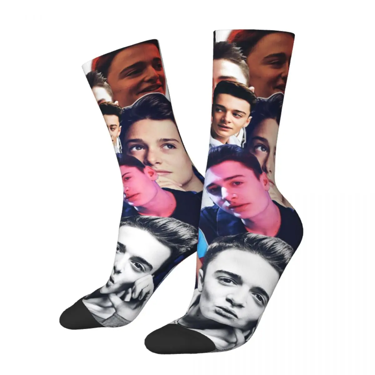 

Fashion Men's Socks Harajuku Noah Schnapp Collage Actor Sock Polyester Sport Women's Socks Spring Summer Autumn Winter