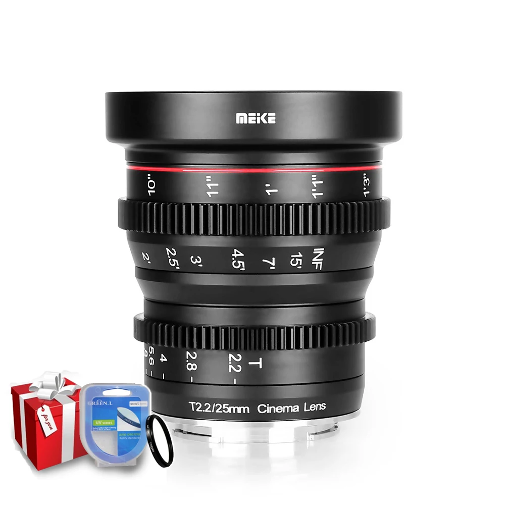 Meike 25Mm T2.2 Messa A Fuoco Manuale Prime Cine Lens Per Olympus Panasonic Lumix Micro Quattro Terzi Mft M4/3 Mount Bmpcc 4K