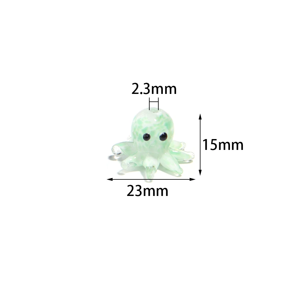 1Pcs/Lot 23x15mm Cute Mini Octopus Murano Glass Pendant Aquarium Decor Marine Animal Statue Ornaments DIY Crafts Making Accesso 2