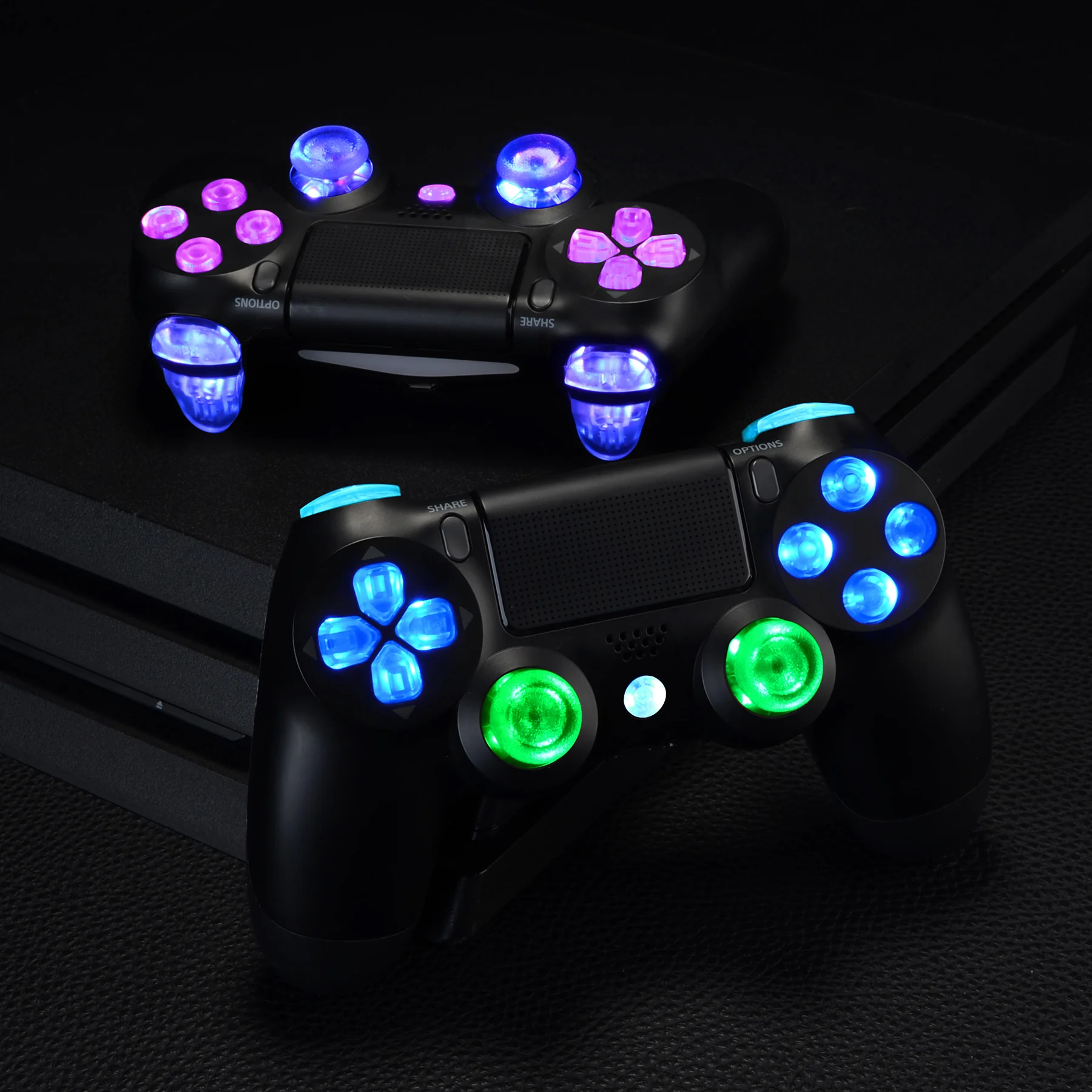 eXtremeRate Multi Colors Luminated Buttons DTFS DTF 2.0 LED Kit for PS4 CUH ZCT2 Controller Controller NOT Included