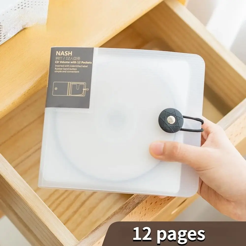 Portable CD Storage Case 12 Pockets Plastic DVD Holder