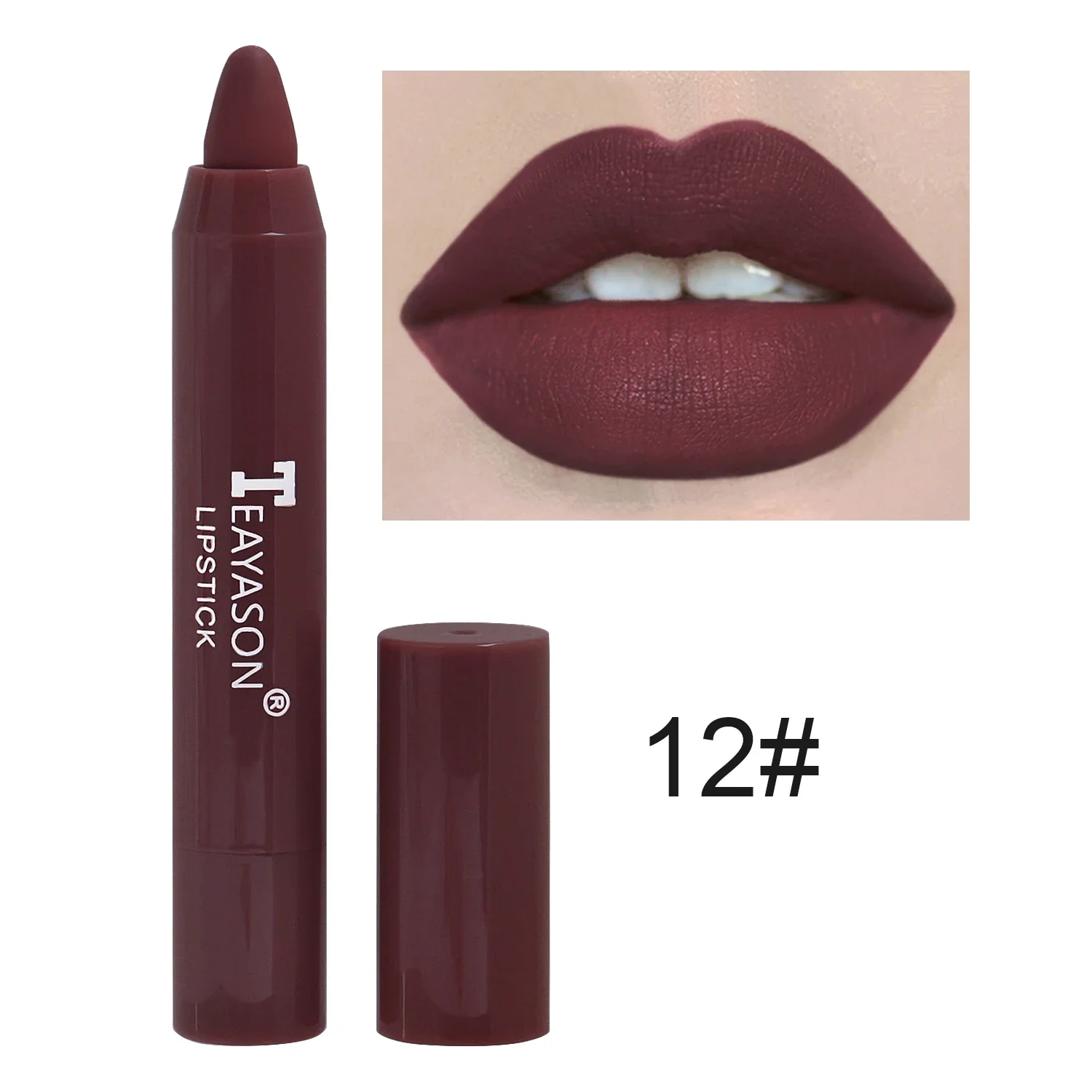 thumbnail image 1 of 12 Colors Sexy Matte Lipstick Waterproof Long Lasting Color Rendering Non-stick Velvet Lips Liner Pencil Woman Makeup Cosmetics, 1 of 5