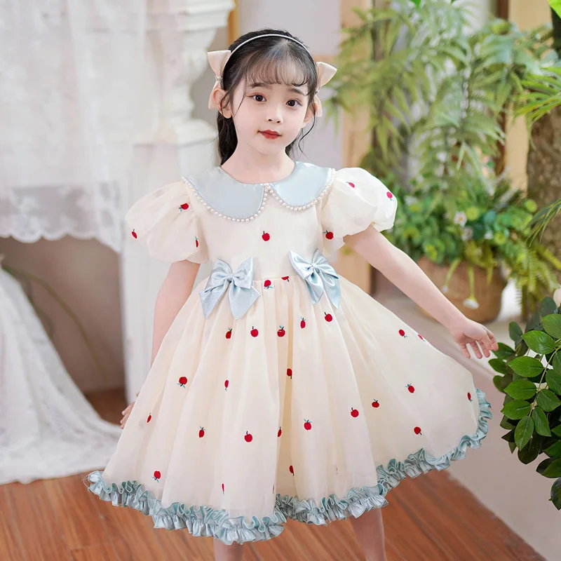 

Girls' Short Sleeve Children's Baby Princess Lolita Dress Summer New 3-12 Big Girls' Mesh Dress Baby girl clothes