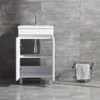 20 Inch Free Standing Bathroom Vanity Cabinet with 2 Doors Undermount Resin Sink and Chrome Faucet Combo White 5