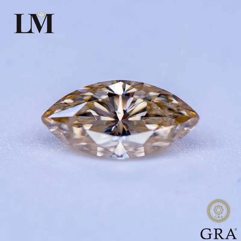 

Moissanite Stone Tea Yellow Primary Color Marquise Cut Lab Grown Diamond for Jewelry Rings Earrings Making with GRA Certificate