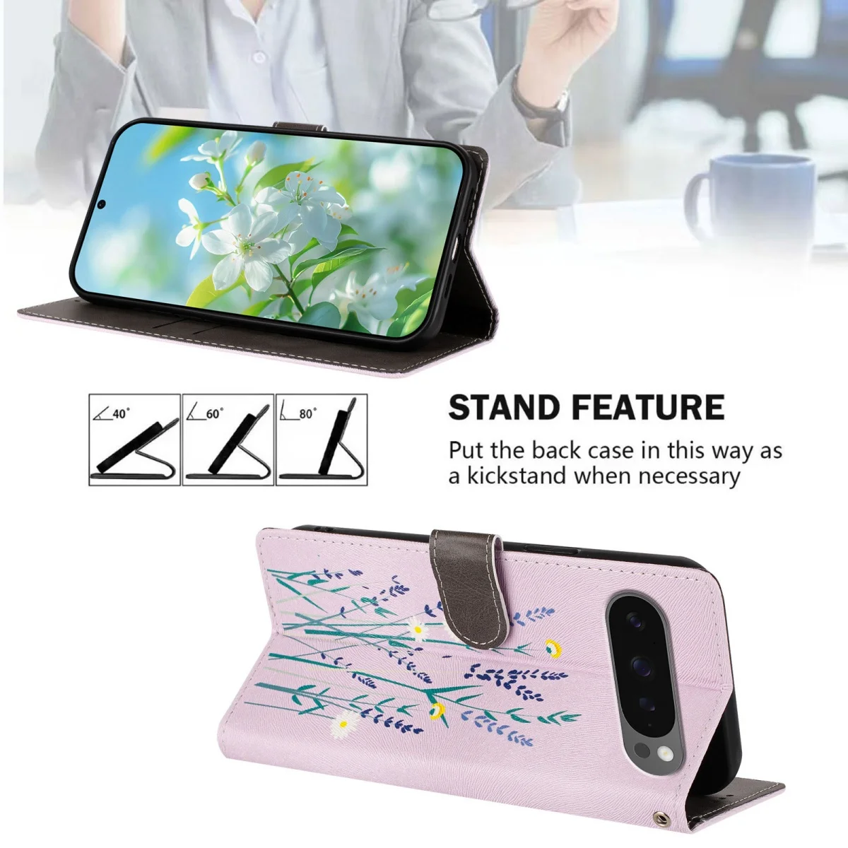 Luxury Leather Flip Wallet Case with Magnetic Stand and Card Holder
