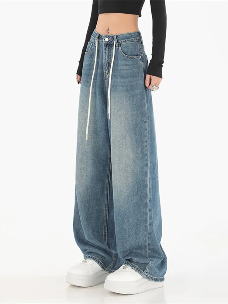 

Fall Winter Y2k Fashion Women Harajuku Jeans Wide Leg Punk Loose Casual Denim Cargo Pants Baggy Streetwear Long Trousers Tide