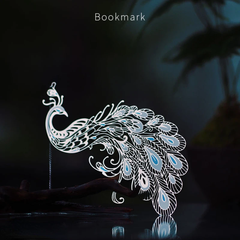 

Exquisite Chinese Style Peacock Decorative Box with Metal Bookmark for Teachers Corporate Gifts and Events