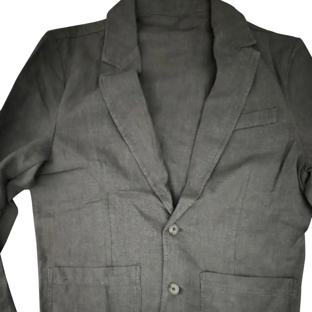 Description Picture 6 of itemMen Business Suit Coat Lapel Long Sleeve Single Breasted Business Casual Jacket with Large Pockets Solid Color Loose Fit Suit Ja