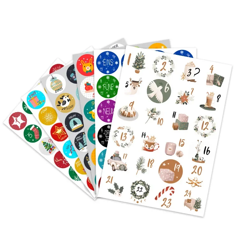 

24 шт., наклейки с цифрами и календарем