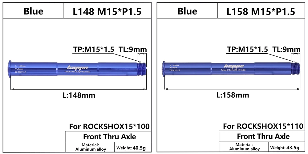Description Picture 5 of itemHEPPE Bike Front Fork Thru Axle MTB Fork Barrel Shaft M15 Thru Axle Skewer Multi-color Axis for 15x100 15x110 ROCKSHOX Fork