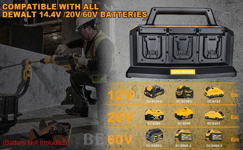 Super Battery Charger for Dewalt 20V Battery And FlexVolt 20V/60V Battery Rapid