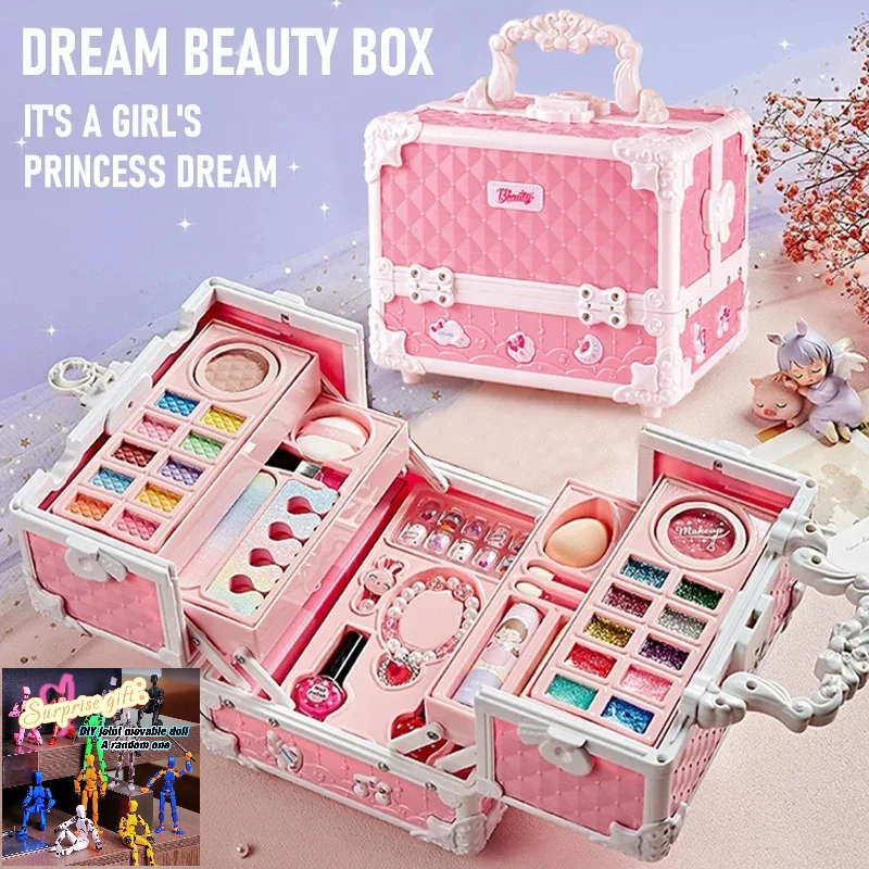 

Kids Makeup Kit for Little Girls 49 Pcs Washable Makeup Kit Kids Real Girls Makeup Kit with Cosmetic Case ，Birthday Gifts